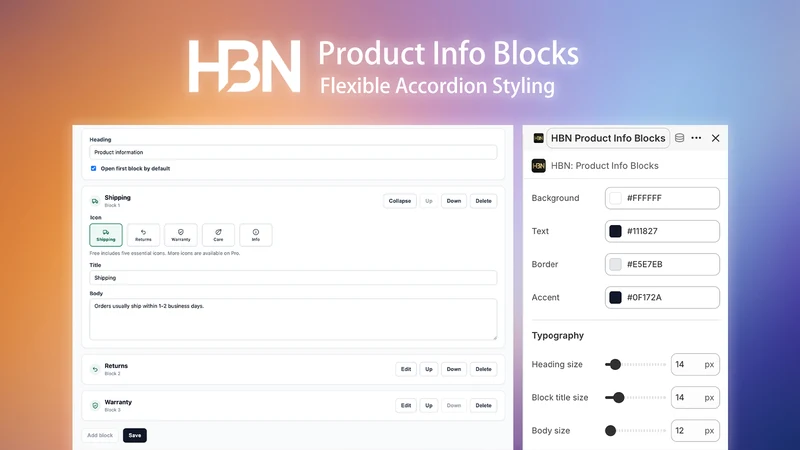 HBN: Product Info Blocks