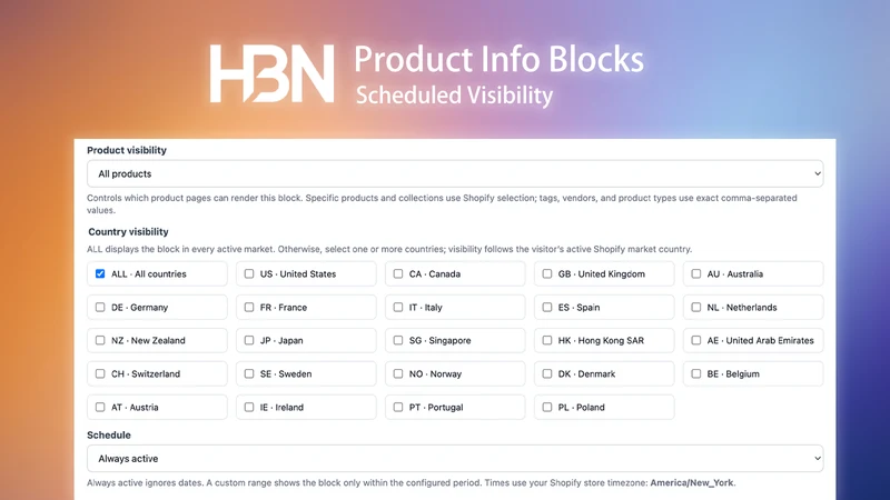 HBN: Product Info Blocks