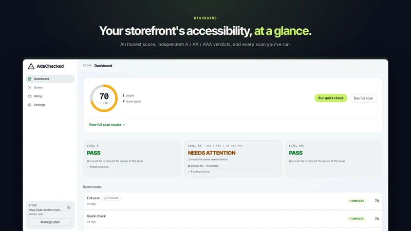 AdaChecked Accessibility scan