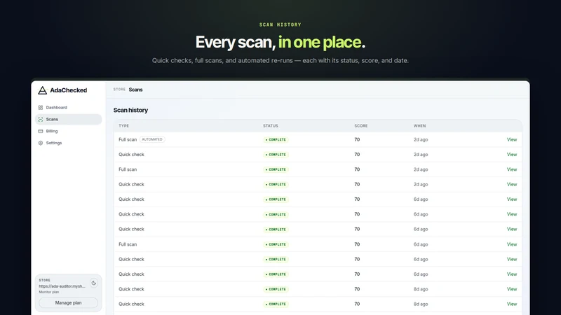 AdaChecked Accessibility scan