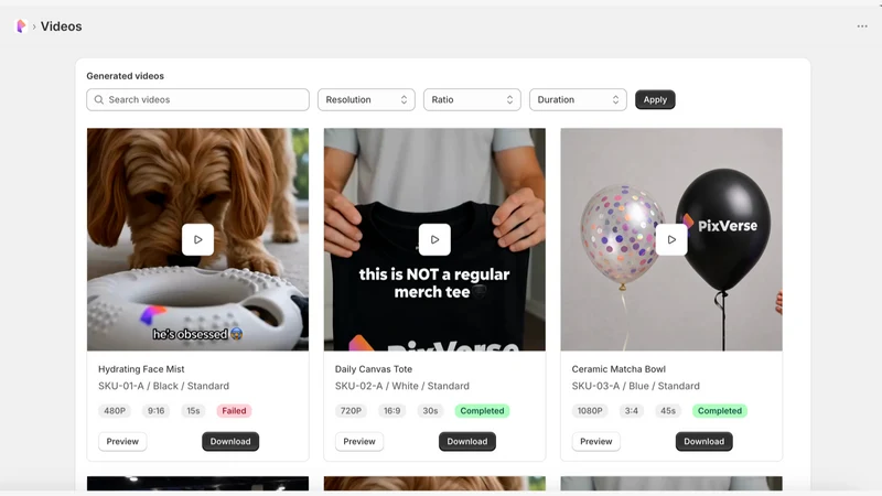 PixVerse video ads generator