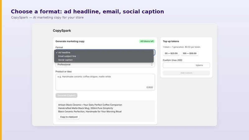 CopySpark ‑ AI Copy Writer