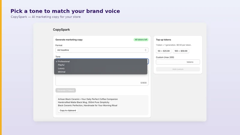 CopySpark ‑ AI Copy Writer