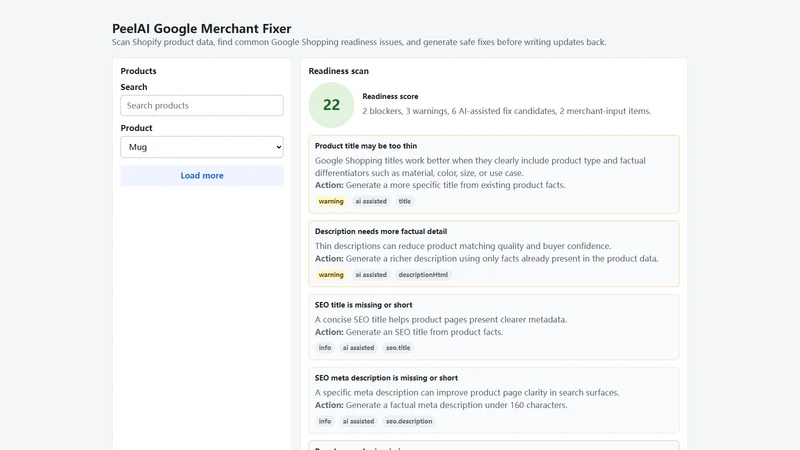 PeelAI Google Merchant Fixer
