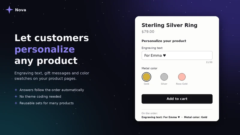 Nova ‑ Custom Product Options