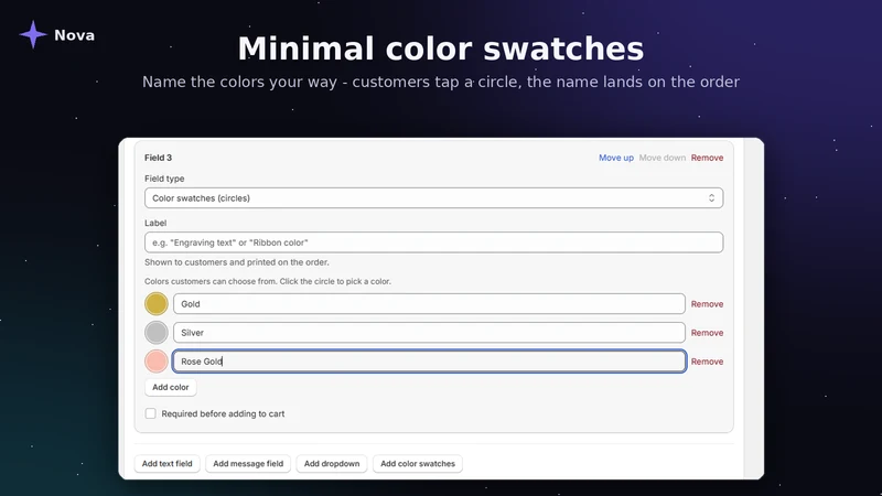 Nova ‑ Custom Product Options