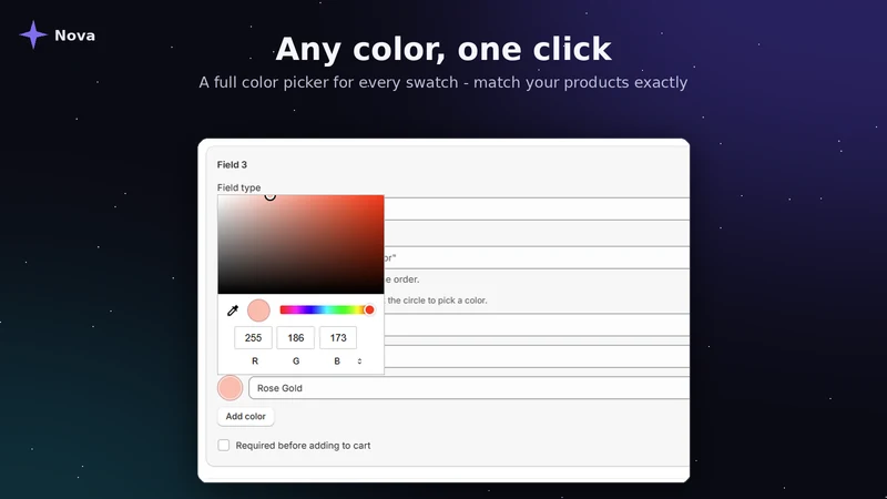 Nova ‑ Custom Product Options