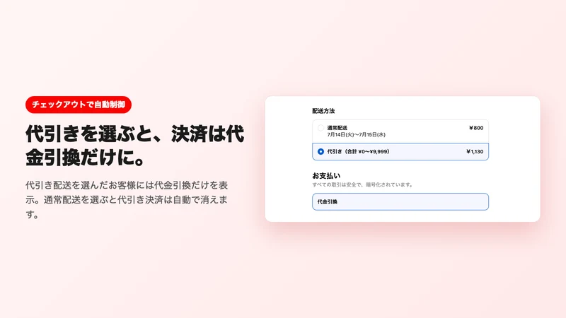 かんたん代引き設定｜金額別に自動反映