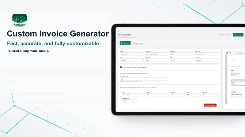 Invoice PDF & Mail Generator
