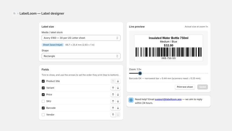 LabelLoom ‑ Barcode Labels