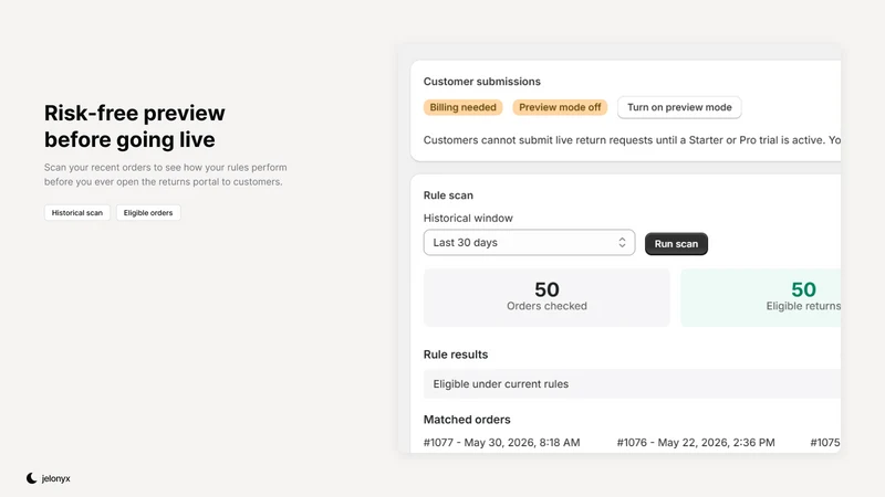 Jelonyx Returns & Exchanges