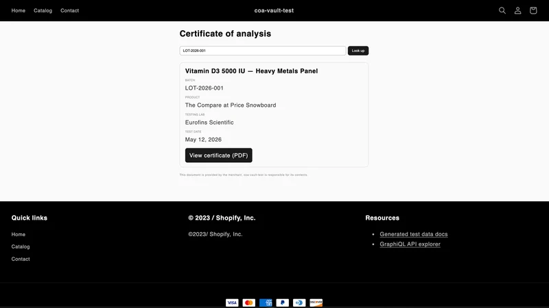 COA Vault: Batch Lookup & QR