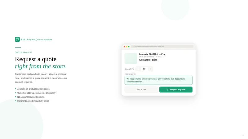 B2B | Request Quote & Approve