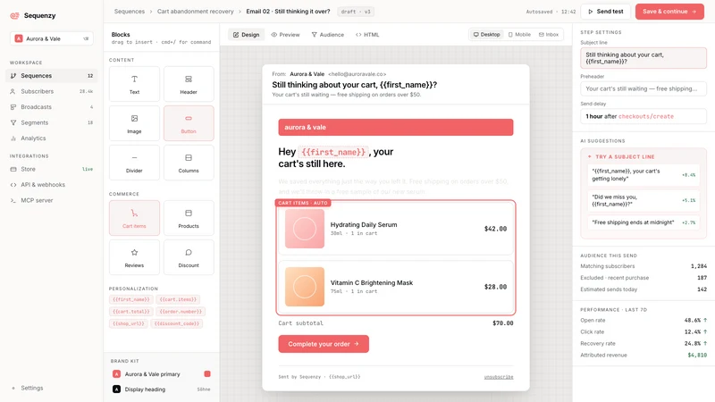 Sequenzy: Email Marketing, SMS