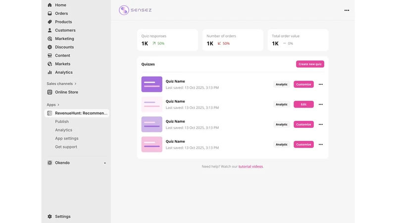 Sensez: product quiz builder