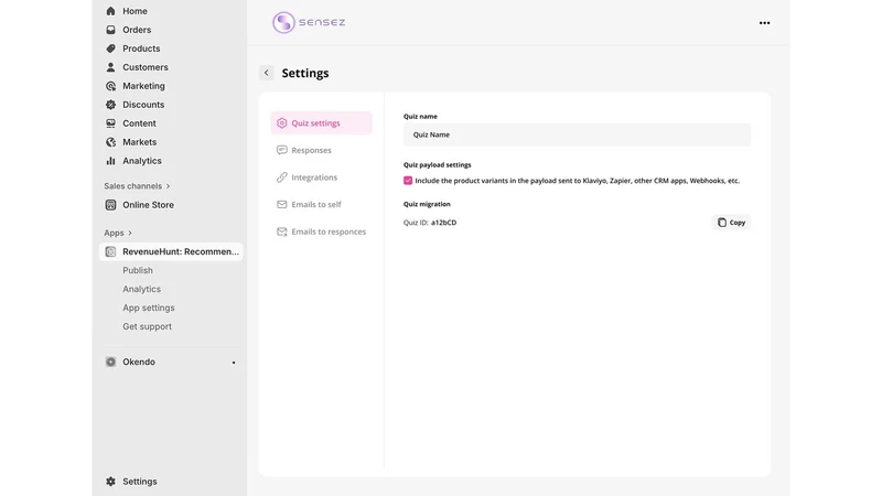 Sensez: product quiz builder
