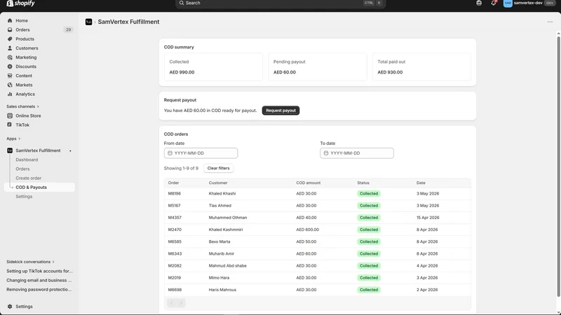 SamVertex Fulfillment