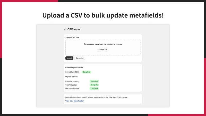 UR: Product Metafields CSV