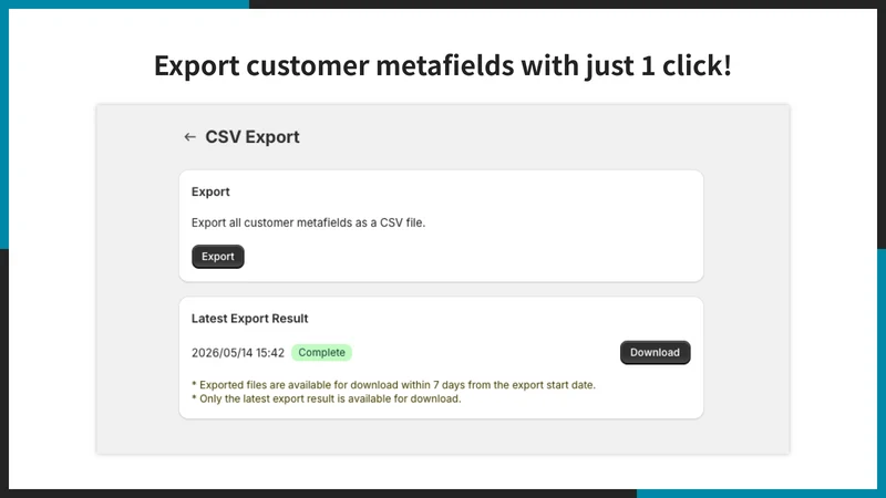 UR: Customer Metafields CSV