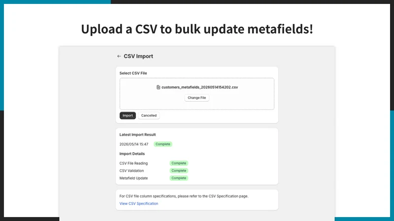 UR: Customer Metafields CSV