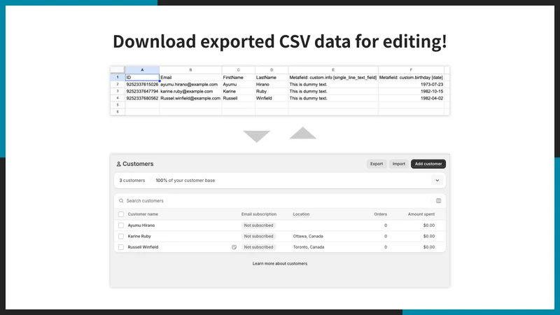 UR: Customer Metafields CSV