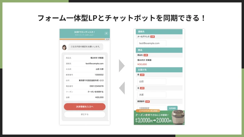 UR: Chat Order Form Checkout