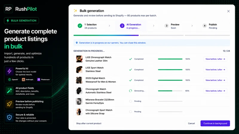 RushPilot Bulk Product Editor
