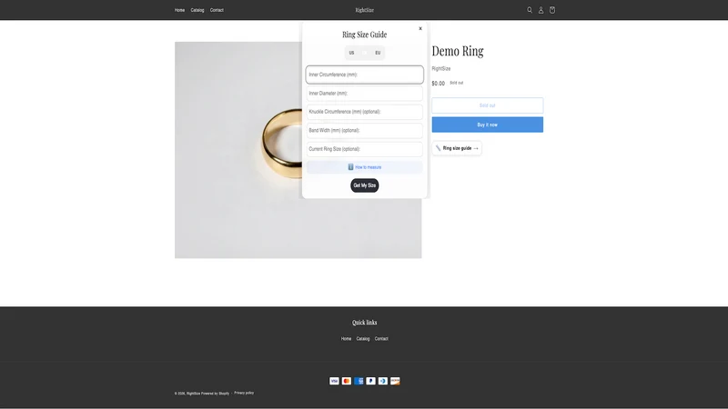RightSize ‑ Ring Sizing App