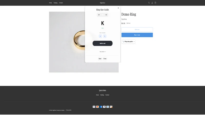 RightSize ‑ Ring Sizing App