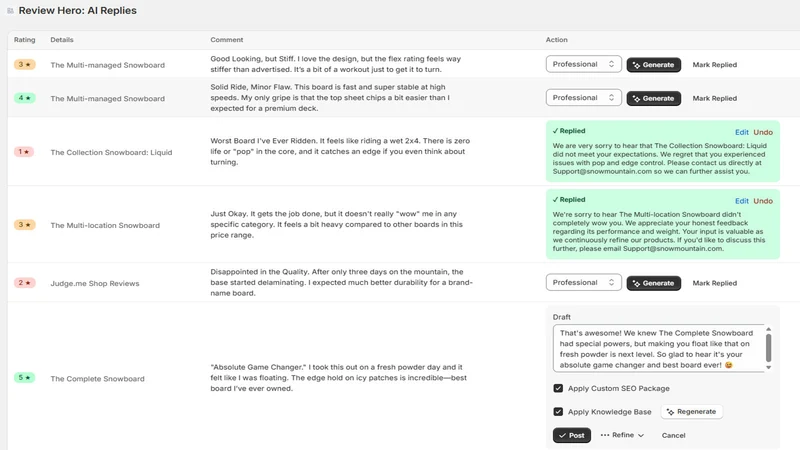 Review Hero: AI Replies