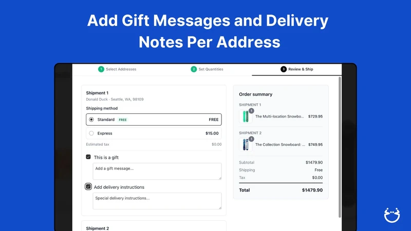 MultiShip Address Checkout