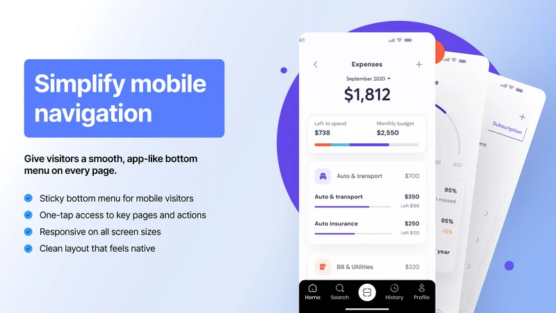 Mobile Bottom Menu