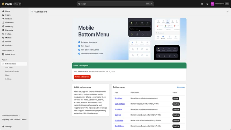Mobile Bottom Menu