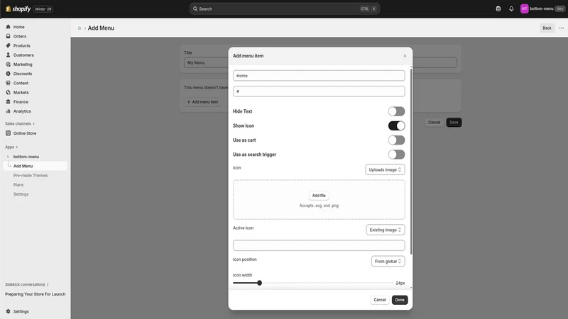 Mobile Bottom Menu
