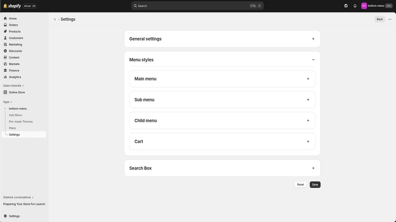Mobile Bottom Menu