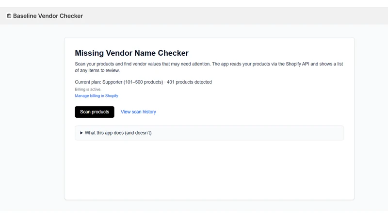 Baseline Vendor Checker