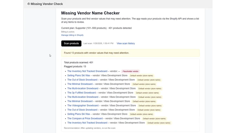 Baseline Vendor Checker