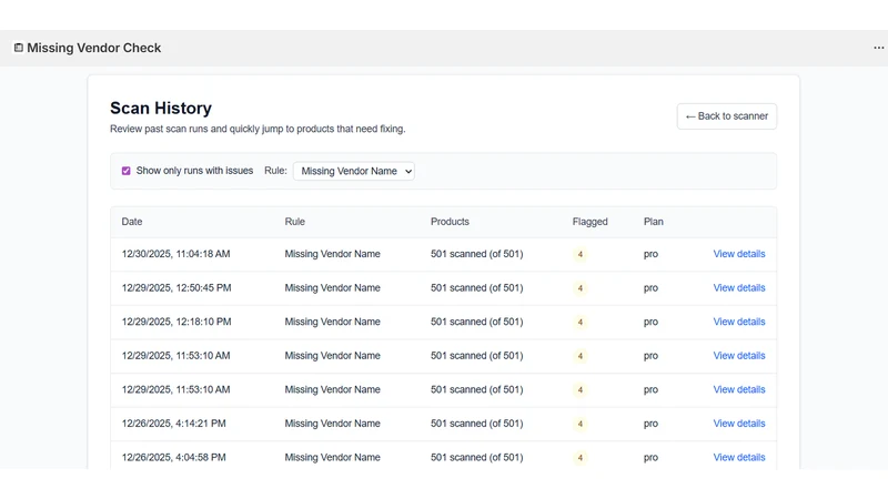Baseline Vendor Checker