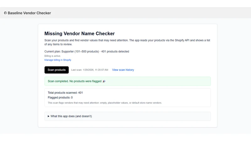 Baseline Vendor Checker