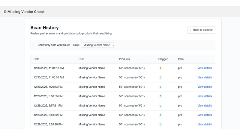 Baseline Vendor Checker