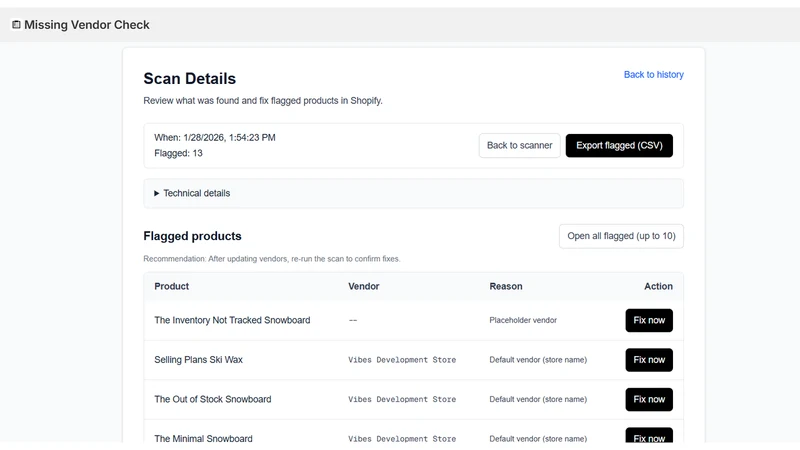 Baseline Vendor Checker