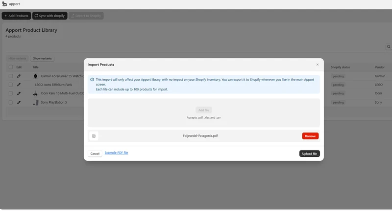 Apport: AI Bulk PDF/CSV Import