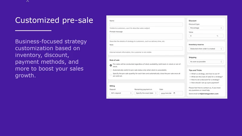 Strategy Orders | PreSale