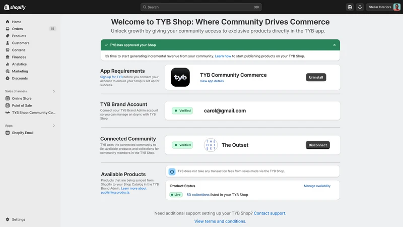 TYB Shop: Community Commerce