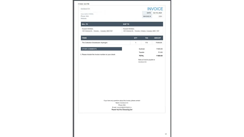 Indian GST Invoice