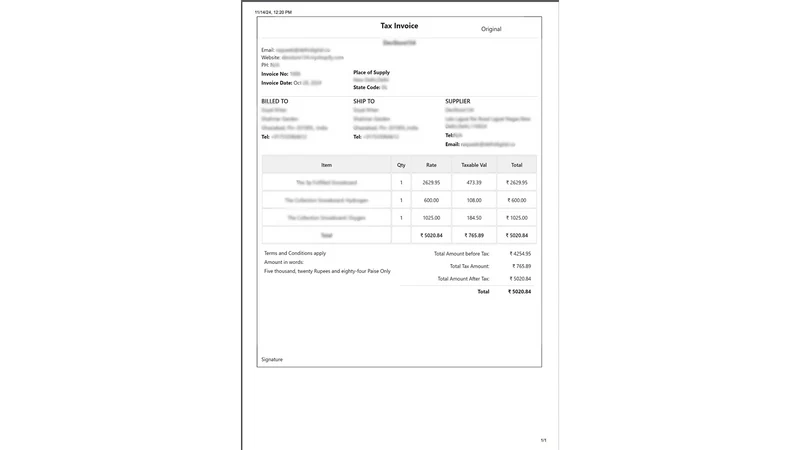 Indian GST Invoice