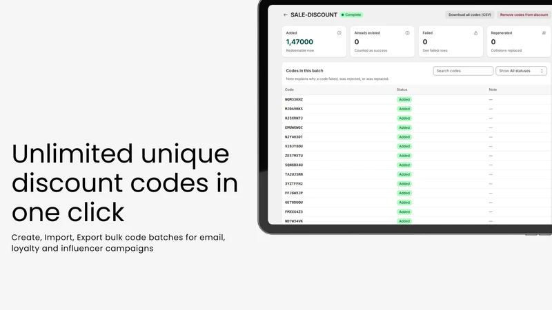 CodeOS ‑ Bulk Discount Codes