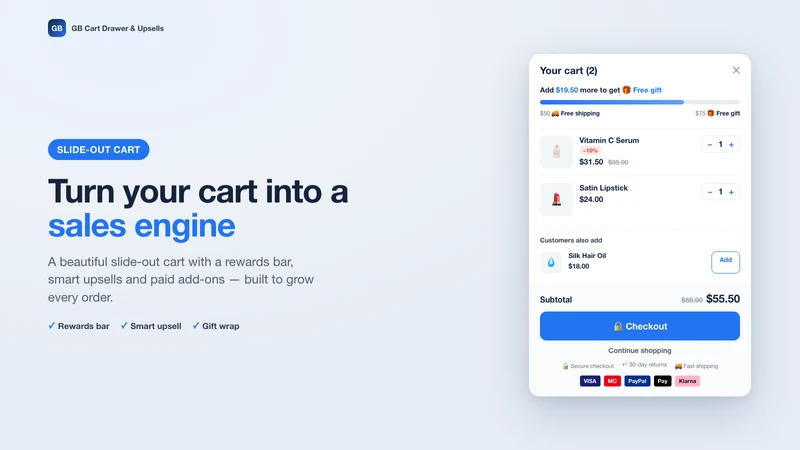 GB Cart Drawer & Upsells