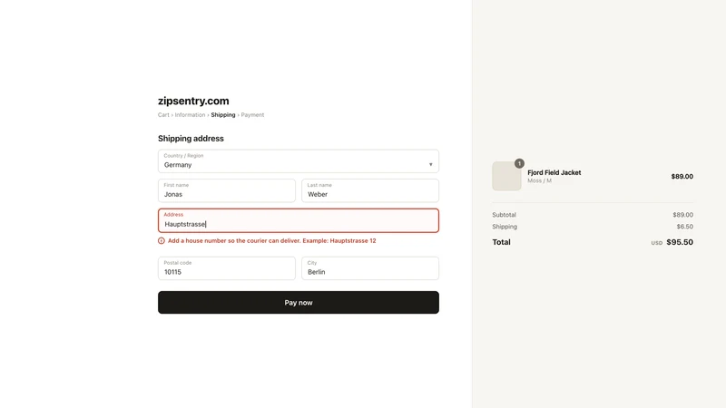 ZipSentry: Address Validator