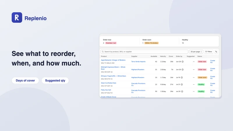 Replenio — Purchase Orders